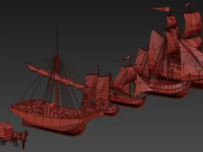 sailboats  Low-poly 3D model