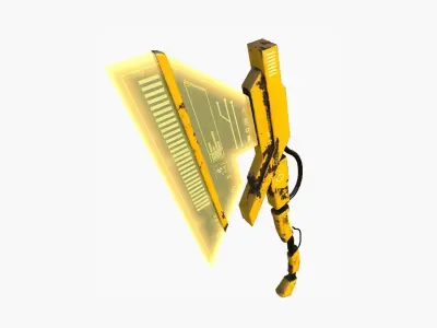 SciFi War Axe A08 Yellow - Sci Fi Weapon Design Low-poly 3D model
