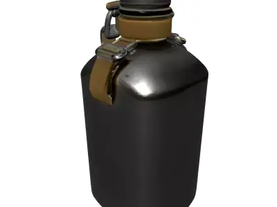 Military Canteen Water Bottle 3D Model Low-poly 3D model