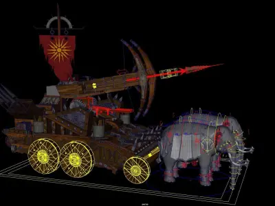 Catapult   Low-poly 3D model