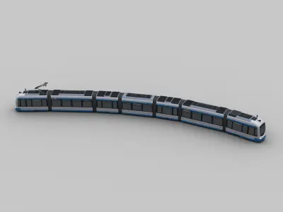 Low Poly Tram 9 Low-poly 3D model