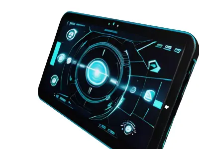 Futuristic Data Tablet with Cracked Screen 3D model