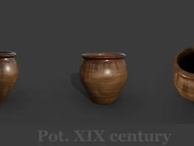 Pot 19th century Low-poly 3D model