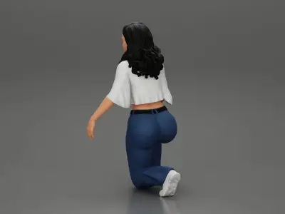 Chola Girl in sitting on knee  3D print model