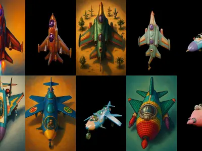 AirCraft bundle 4 pack 100 glb Low-poly 3D model