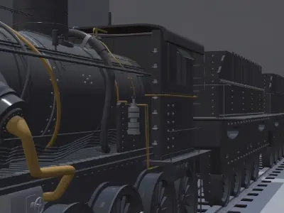 Train Locomotive with wagon 3D model