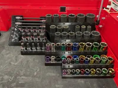 Socket Organizer - 3-8 and 1-2 in Drive Metric Hex Socket Set 3D print model