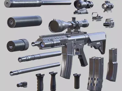 3DRT - Modern firearms HD - M7A1 Low-poly 3D model