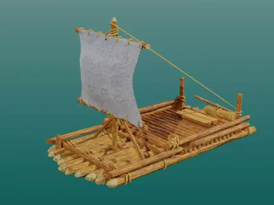Wooden boat Free low-poly 3D model