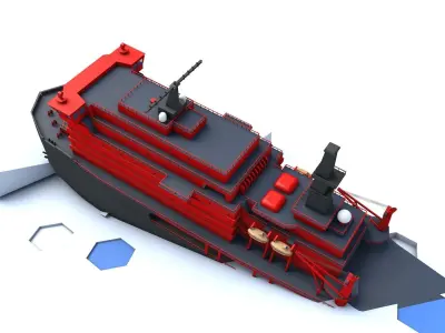 icebreaker ship in ice Low-poly 3D model