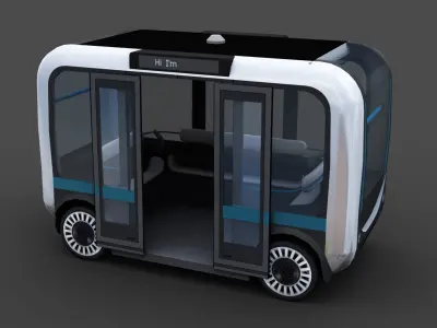 e-Shuttle with interior Pack 1 Low-poly 3D model