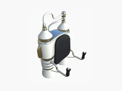 Jetpack E05 White Aluminum - SciFi Character Design Low-poly 3D model