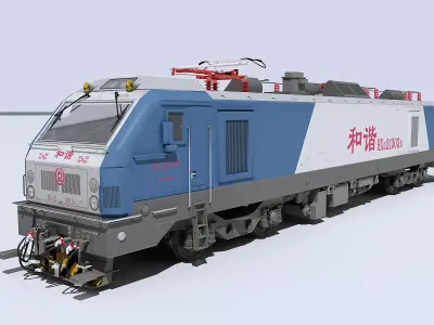 Chinese HXD2B electric locomotive Low-poly 3D model