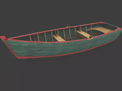 Old Wooden Boat 02 Low-poly PBR Low-poly 3D model