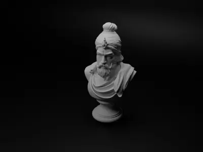 Indian Mughal Warrior Bust Chess 3D print model