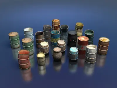 Barrels box of Low-poly 3D model