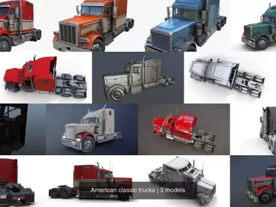 American classic trucks 3D Model Pack