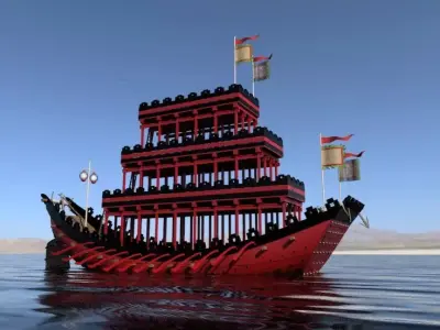 CHINESE SONG DYNASTY TOWER SHIP- LOUCHUAN  Low-poly 3D model