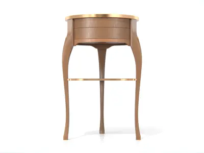 Antique Wooden Round Side Table Low-poly 3D model