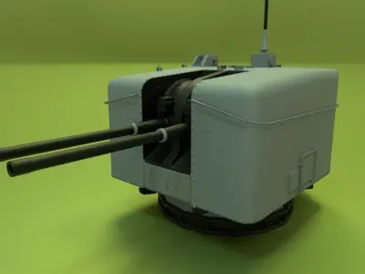Twin gun Mark6 Turret Low-poly 3D model