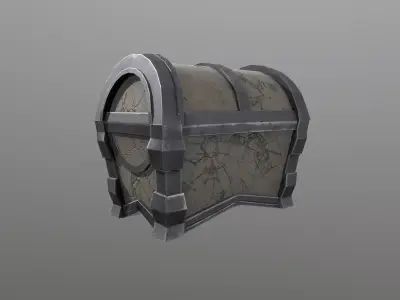 Stylized 3D low poly marble chest Low-poly 3D model