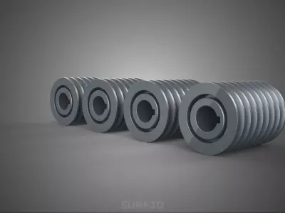 COLLECTION STANDARD PULLEY SHEAVE WHEEL DRIVE MULTI GROOVE TRACK 3D model