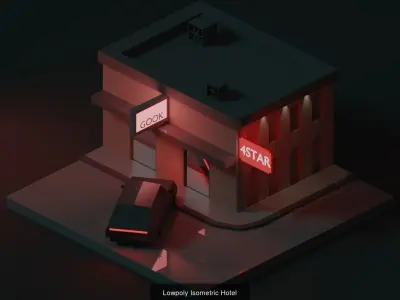 Lowpoly Model Pack house with garbage can