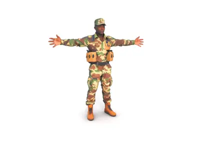 Ethiopian Soldier Camouflage Uniform Low-poly 3D model
