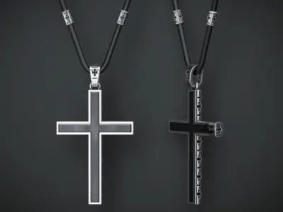 A CROSS WITH A STONE AND A SET OF EYELET AND BEADS INSERTS  3D print model