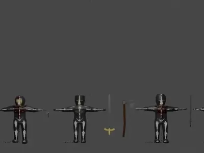 set of templar knights Low-poly 3D model