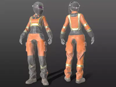 Welder Worker Suit Female Low-poly 3D model