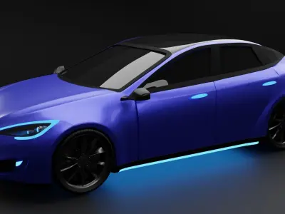 TESLA MODEL S PLAID car with lights Free 3D model