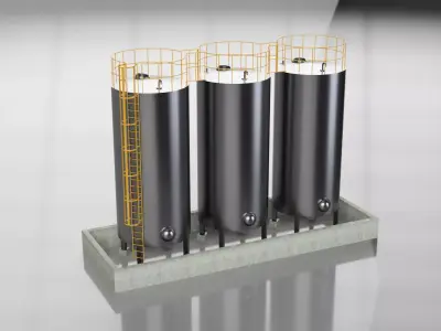 Industrial Storage Tanks - Vertical Steel Tank System 3D model