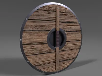 Shield wooden Low-poly 3D model purchase