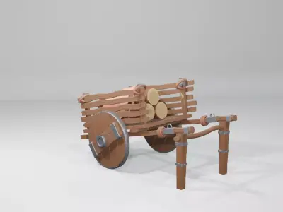 old wooden cart Low-poly 3D model buy