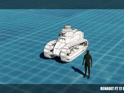 Renault FT 17 Tank Base Mesh Low-poly 3D model