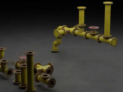 Pipes collection rusty Low-poly 3D model by SalamSadeq