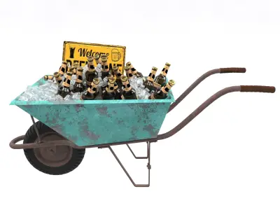 wheelbarrow with beer 3D model