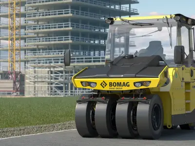 Bomag BW 28 RH Pneumatic Tired Compactor Rigged 3D model
