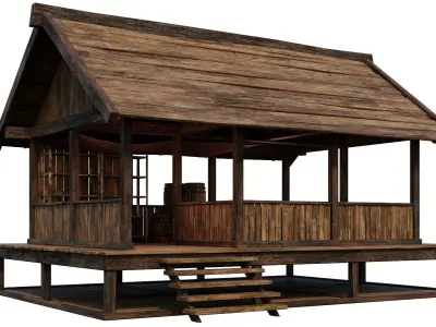 Old Wooden Shed Building House 4K Textures GameReady 78 Low-poly 3D model