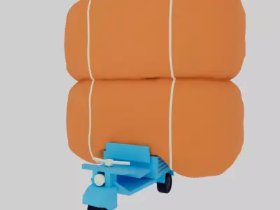 Tricycle 3d model scooter with two orange bags 3D model