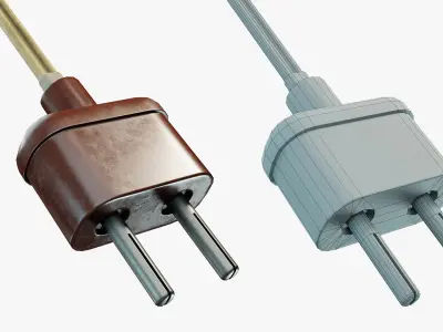 Vintage Electrical Plug Type C Low-poly 3D model