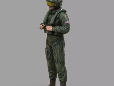 Modern US Helicopter Pilot LP  Premium Game Ready 3D Asset Low-poly 3D model
