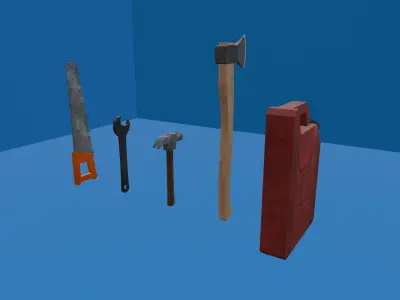 TOOL SET 1 - LOW POLY - PS1 RETRO STYLE Low-poly 3D model