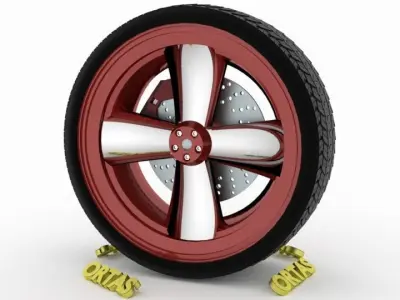 ORTAS CAR WHEEL RIM 100 GAME READY WHEEL RIM TIRE 3D model