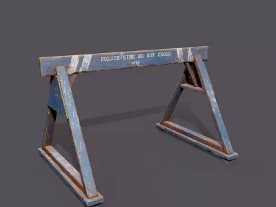 Police Barricade Low-poly Game Ready 3D model Low-poly 3D model