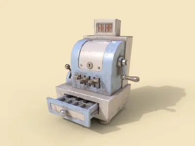 Stylized Cartoony Cash Register - 2 color schemes Low-poly 3D model