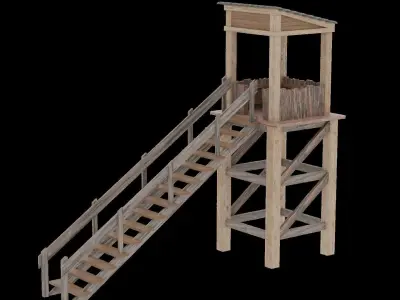 Medieval Watch Tower Low-poly 3D model