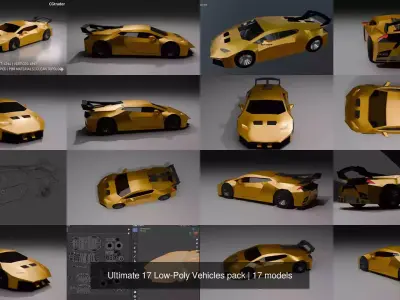  Low-Poly Cars Pack 17 Vehicles  Game Ready 3D Models FBX OBJ