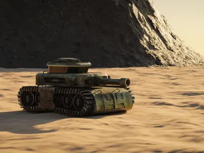Low Poly Military Tank Game Asset Model with PBR Texture Low-poly 3D model